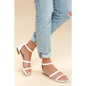 NWOT Lulus Quin White Flat Sandals - Size 10